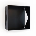 Etagère murale cube échancrée DECO-GEM, acier époxy noir, fond même coloris. L.30 x H.30 x P.15 cm