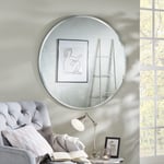 Circular Simplistic Mirror With Bevelled Edge Round Shape Black Frame 100x100 cm