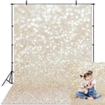 Avezano 5x7ft Ivory Gold Bokeh Backdrop Golden Spots Sparkle (No Glitter) Sand Scale Halo Newborn Baby Portrait Birthday Party Backdrops