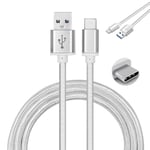 Lot de 2 Cable USB Type C nylon chargeur rapide pour Huawei P30 Couleur Argent, 1 mètre - Marque Yuan Yuan