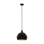 Eglo Roccafort Suspension 1 Ampoule en Acier Noir Or Culot E27 Ø 40 cm