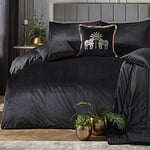 Laurence Llewelyn-Bowen - Parure de lit en Velours Noir - 200 x 200 cm - 2 taies d'oreiller - Soft Touch - Designer - Parure de lit de Luxe Noire - Literie en Velours Noir