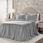 Lush Decor Lush Décor Ticking Stripe Bedspread Black Vintage Chic Farmhouse Style Lightweight 3 Piece Set King, Polyester