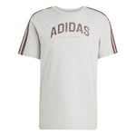 adidas Homme Codes Collegiate Linear Graphic T-Shirt, Medium Grey Heather, XS