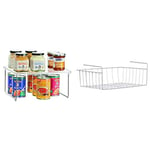 iDesign Pantry Storage Unit, Shelf Organiser Made of Durable Plastic and Metal, Practical Kitchen Storage Organiser for Food & Premier Housewares Under Shelf Storage Basket, 39 cm - White