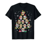 Skull Christmas Tree Funny Mexican Flower Sugar Skull T-Shirt