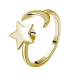 Guld Silver Ring Anti Ångest Fidget Ring Ångest Ring Stjärna Måne Snurrande Stressavlastande Ring Spinner Meditationsring Guld-färg SQBB