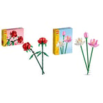 LEGO Creator Lotus Flowers Set, Bouquet Building Kit for Girls, Boys and Flower Fans & Creator Roses, Flowers Set, Compatible with Flower Bouquets, Bedroom Décor