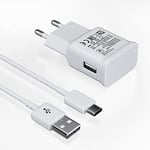 Chargeur USB avec Câble de Charge USB Type-C pour Samsung Galaxy S8 S8+ S9+ S10 S10 Plus S10e A50 A51 A72 A12 A10e A32 A42 5G Note 8/9, Chargeur Rapide de Rechange d'origine