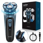 SEJOY Men Electric Shaver Razor Washable Head With Pop Up Trimmer Rotary Shaving