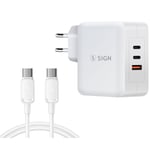 Ekstrem hurtiglader 100W for Samsung, mobil, bærbar PC + 100W USB-C-kabel