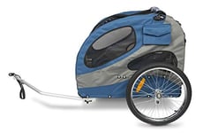 PetSafe Happy Ride Remorque de Vélo Pliable en Aluminium pour Chien de Grande Taille jusqu’à 49 kg, Sécurité, Facile à installer, 3 poches de rangement, Bleu