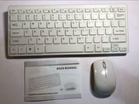 White Wireless MINI Keyboard & Mouse for LG 42LS5700 LED SMART TV Television