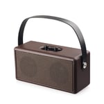 Retro Wooden Dual-horn Bluetooth Speaker, Home Computer Phone Outdoor Portable Leather Audio, Support Hands-free Calling, TF Card USB Playback, 3.5MM Audio Input, with 4500mAh Rechargeable Battery