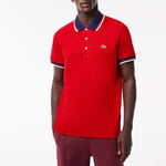 Lacoste Mens Regular Fit Stretch Mini Piqué Polo Shirt in Red material_cotton - Size X-Small