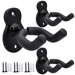 Sound harbor Lot de 3 crochets muraux en métal noir pour guitare acoustique, électrique, basse, ukulélé, banjo, mandoline