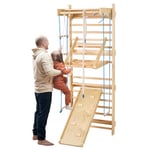 VEVOR Échelle Murale suédoise 8 en 1, Jouet d'escalade intérieur en Bois avec Barre de Traction, Anneaux de Gymnastique, siège pivotant, échelle de Corde, échelle Murale, Planche à glissière, 99,8 kg