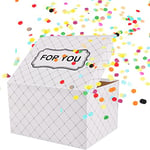 OFFCUP Explosion Confettis Boîte Cadeau, Carte d'anniversaire Happy Birthday Explosive avec Confettis pop-up, Cadeau d'anniversaire Créatif DIY 18.5 x 14 x 11 cm- Blanc FOR YOU