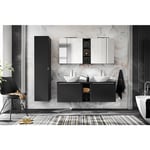 Armoire de salle de bain avec miroir murale - Noir - L80-H65-P17 - klaus - Noir