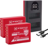 MaxProtect NP-W126s NP-W126 Batterie (2 x / 1140 mAh) avec capteur NTC Actif et boîtier de Protection V1 ¿ Chargeur Mini 18612 (USB Dual LCD) - Fuji X100VI X-T20 X-T30 X-T30 II X-T50 etc.