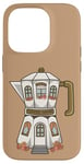 Coque pour iPhone 14 Pro Cafetière dans une cafetière à expresso, illustration mignonne