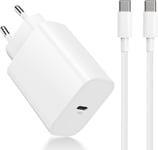 Chargeur Pour Iphone 16 15 Pro/Max/Plus,Adaptateur Secteur Usb C 20W Et Cable Type-C 2M,Prise Chargeur Rapide Et Usb C Cable,Egalement Compatible Avec Samsung Galaxy S24/S23/S22,Google Pixel 9/8