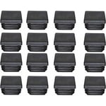 Treetalk - Bouchon Plastique 40x40mm Embout Tube Carre Noir Plastique Embout Bouchons D'obturation pour Pieds de Meuble Trampoline 16PCS