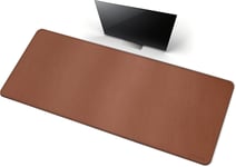 Sous main bureau cuir,170x60cm extra large tapis de bureau,Tapis de souris antidérapant,Tapis de bureau en cuir PU imperméable,Sous main bureau pour le bureau et la maison (Brun)(Q1395)