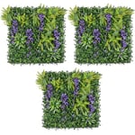 Artificial Living Wall Panels 1m x 1m, Green Plant Foliage Hanging Wisteria, Indoor Outdoor, Home Garden Decoration, Privacy Hedge Fence Screening, UV Stabilised, Waterproof, Natural Look (Purple x3)