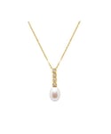 Blue Pearls Womens White Freshwater Pearl and Diamonds Pendant and Yellow Gold 750/1000 - Multicolour - One Size