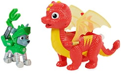 PAW PATROL, Rescue Knights Rocky and Dragon Flame Ensemble de Figurines d'action pour Enfants à partir de 3 Ans