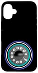 Coque pour iPhone 16 Plus Téléphone rotatif rétro cadran bleu sarcelle noir