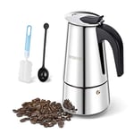 UPOHYEE Cafetiere Italienne 450ml 10 Tasses Grande Contenance Cafetiere Italienne Induction Cafetière Moka Compatible avec Plaque à Induction Moka Pot Comprenant Cuillère et Pinceau