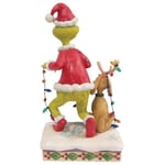 The Grinch by Jim Shore Figurine - Grinch & Max Tiptoeing Wrapped in Lights