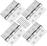 2 Pièces Charnière de Porte 10 x 7.5cm Grande Charnière Lourde Pliables en 304 Acier Inoxydable avec 18 vis pour Portes Intérieures et Extérieures Argent (4)