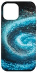 Coque pour iPhone 12 Pro Max Turquoise spirale particules tourbillons espace