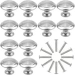 12PCS Argent Tiroir de Porte Poignée, 30mm Bouton de Meubles, Unique Trou Rond Boutons de Tiroir, Boutons de Porte, Poignées de Meuble pour Placard Armoire Cuisine, Chambre d'enfant