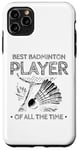 Coque pour iPhone 11 Pro Max Retro Sunset Cat Raquette de badminton pour joueur de badminton