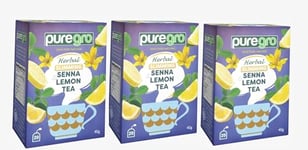 Puregro Herbal Slimming Senna & Lemon Tea 40g (20 Tea Bags)| PACK OF 3 | 100% Pure Natural | CAFFEINE FREE.