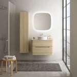 Ensemble salle de bains L. 84 cm meuble sous vasque + plan de toilette décor chêne clair Alba