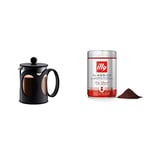BODUM 10683-01 Kenya French Press Coffee Maker, Borosilicate Glass - 4-Cup (0.5 L), Black & illy Coffee, Classico Filter Coffee, Medium Roast, 100% Arabica Coffee Beans, 250g