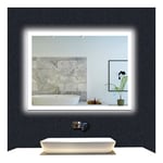 OCEAN Miroir de salle de bain 100x60cm anti-buée miroir mural avec éclairage LED modèle Carré 4.0