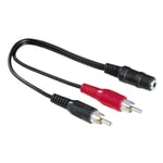 Adaptateur audio, 2 fiches mâles RCA - fiche femelle jack 3,5 mm stéréo - Neuf