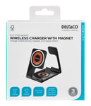 DELTACO 3-in-1 transparent wireless charger,phone/Watch/TWS,fold,mag