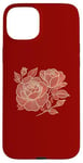 Coque pour iPhone 15 Plus Art floral rose botanique, style minimaliste