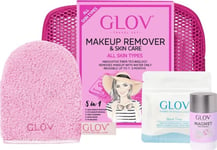 Glov_Set Travel Set All Skin Types On-The-Go For Makeup Removal + Quick Treat For Makeup Correction + Magnet Cleanser For Cleaning And Conditioning Glov Fibers And Makeup Brushes + Makeup Bag