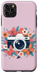 Coque pour iPhone 11 Pro Max Appareil photo floral mignon photographe amateur de photographie