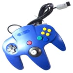 Manette de jeu pour Nintendo 64 - Contrôleur filaire à vibrations pour jeux classiques - Bleu