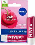 NIVEA Cherry Shine Lip Balm Flavoured Lip Balm with Shea Butter for 24H Moisture