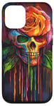 Coque pour iPhone 12/12 Pro Rose Dia Los Muertos Crâne Art Coloré Edgy